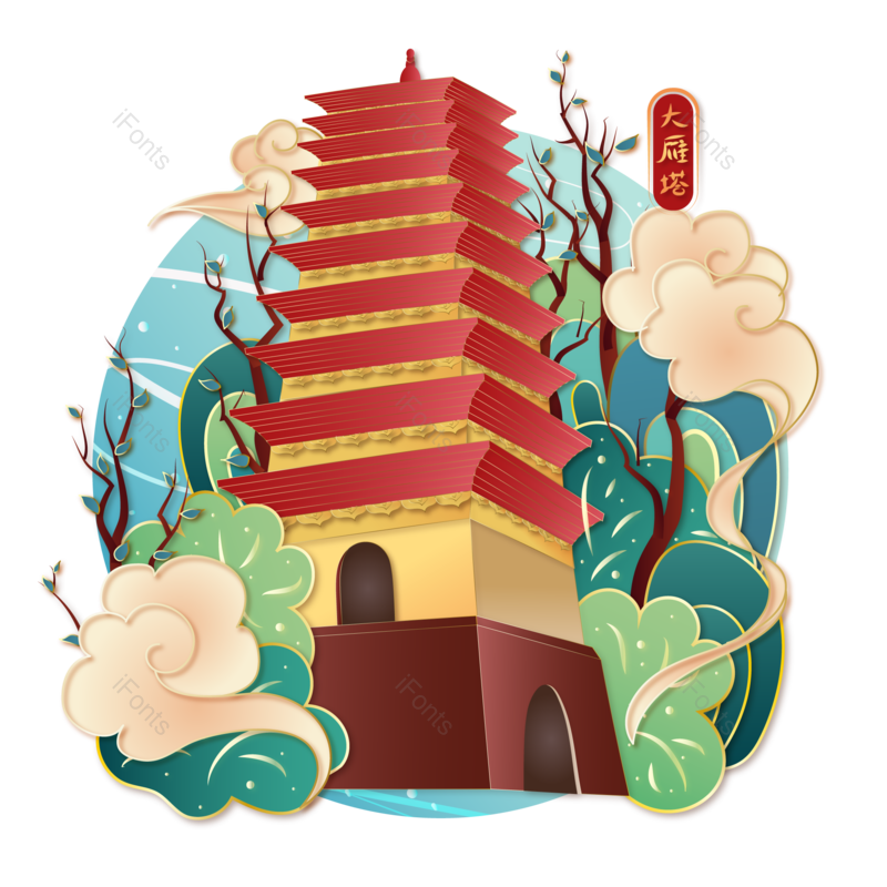 中国风图片,矢量素材元素,中国建筑PNG,地标建筑免抠素材
